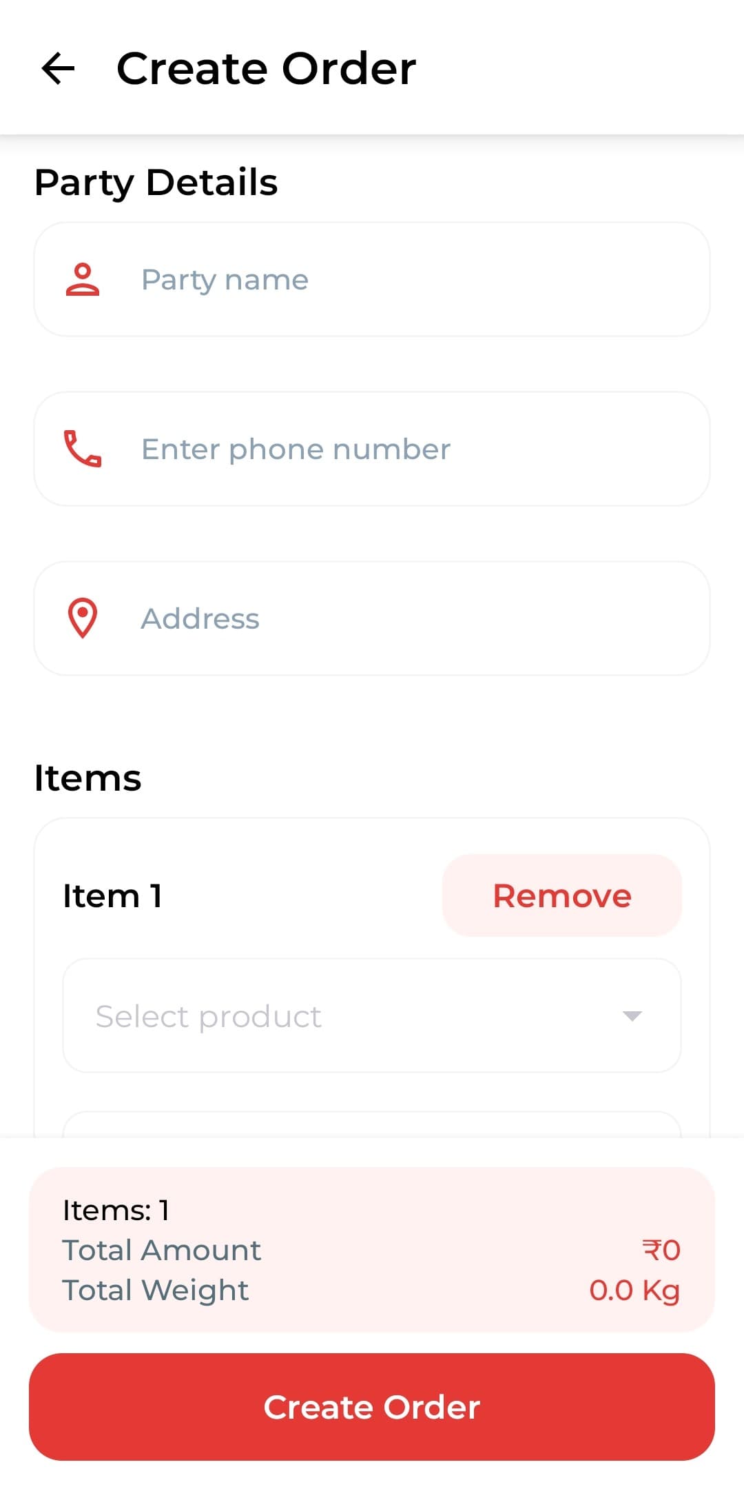 Field Sales Tracking System Create Order