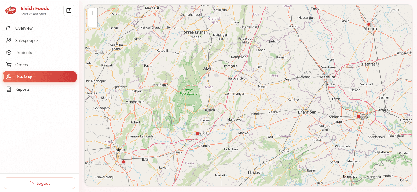 Field Sales Tracking System Map