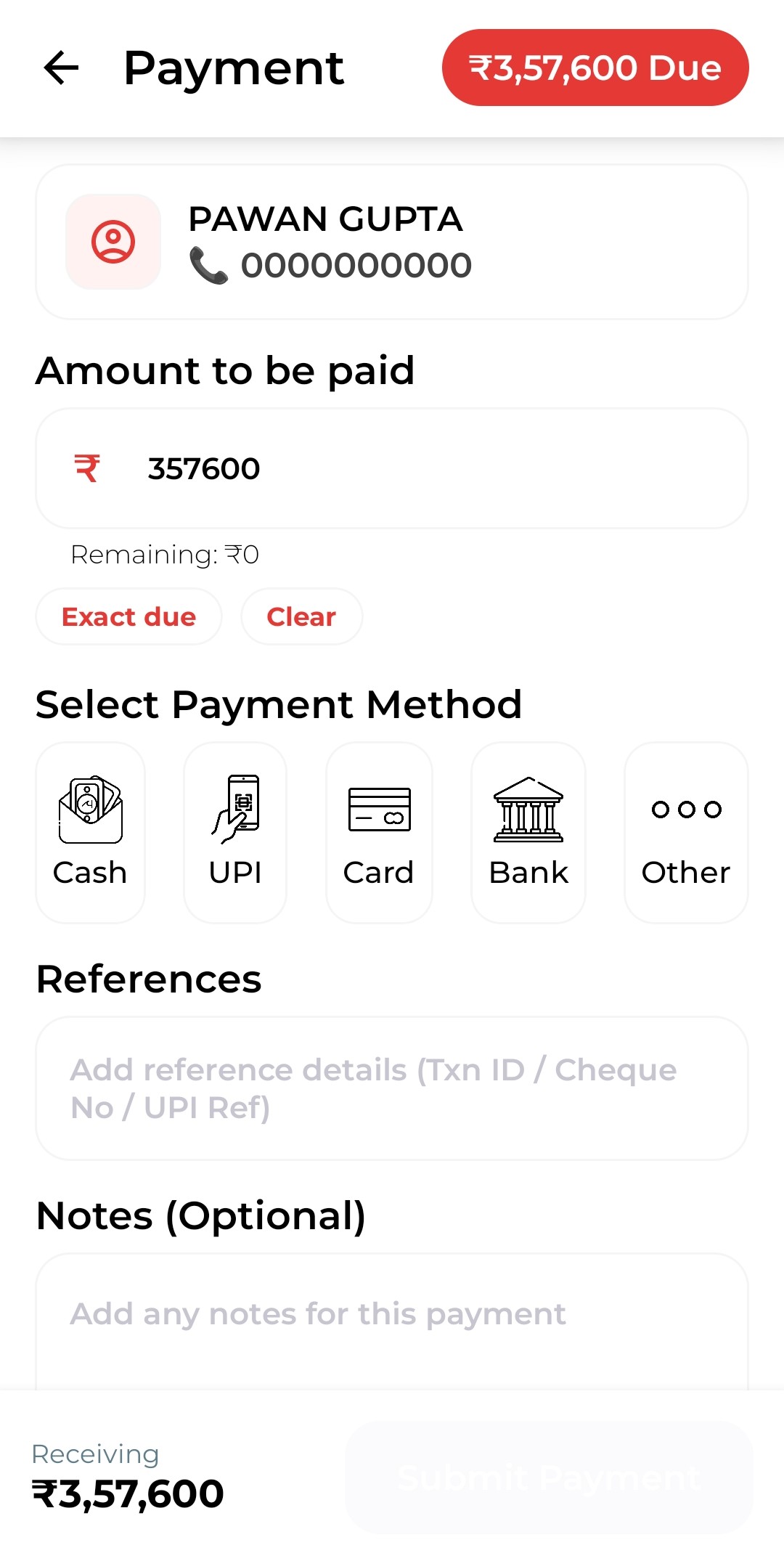 Field Sales Tracking System Collect Payment