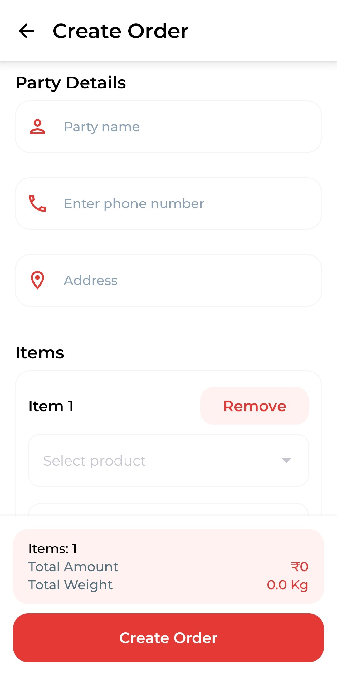 Field Sales Tracking System Create Order