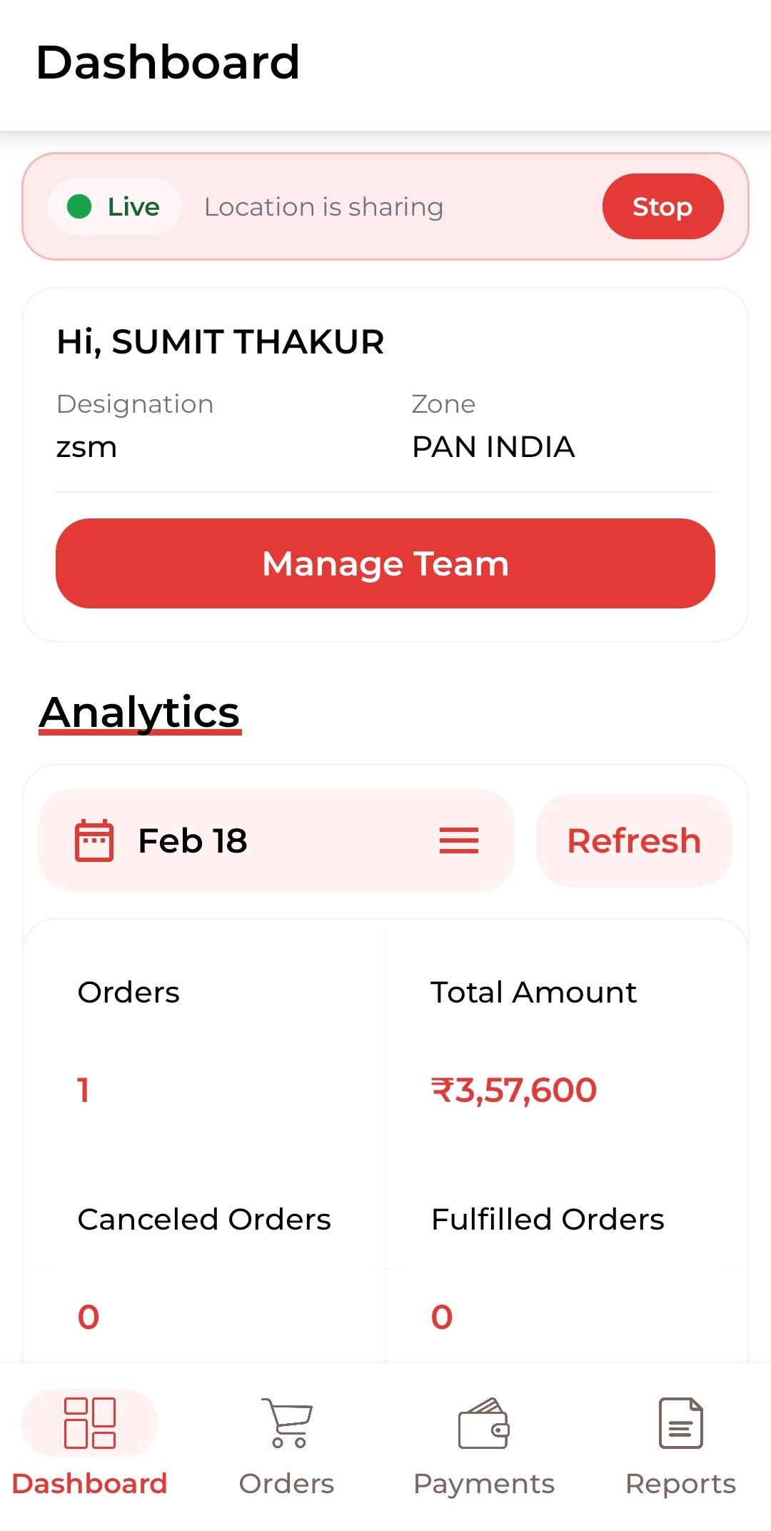 Field Sales Tracking System Home