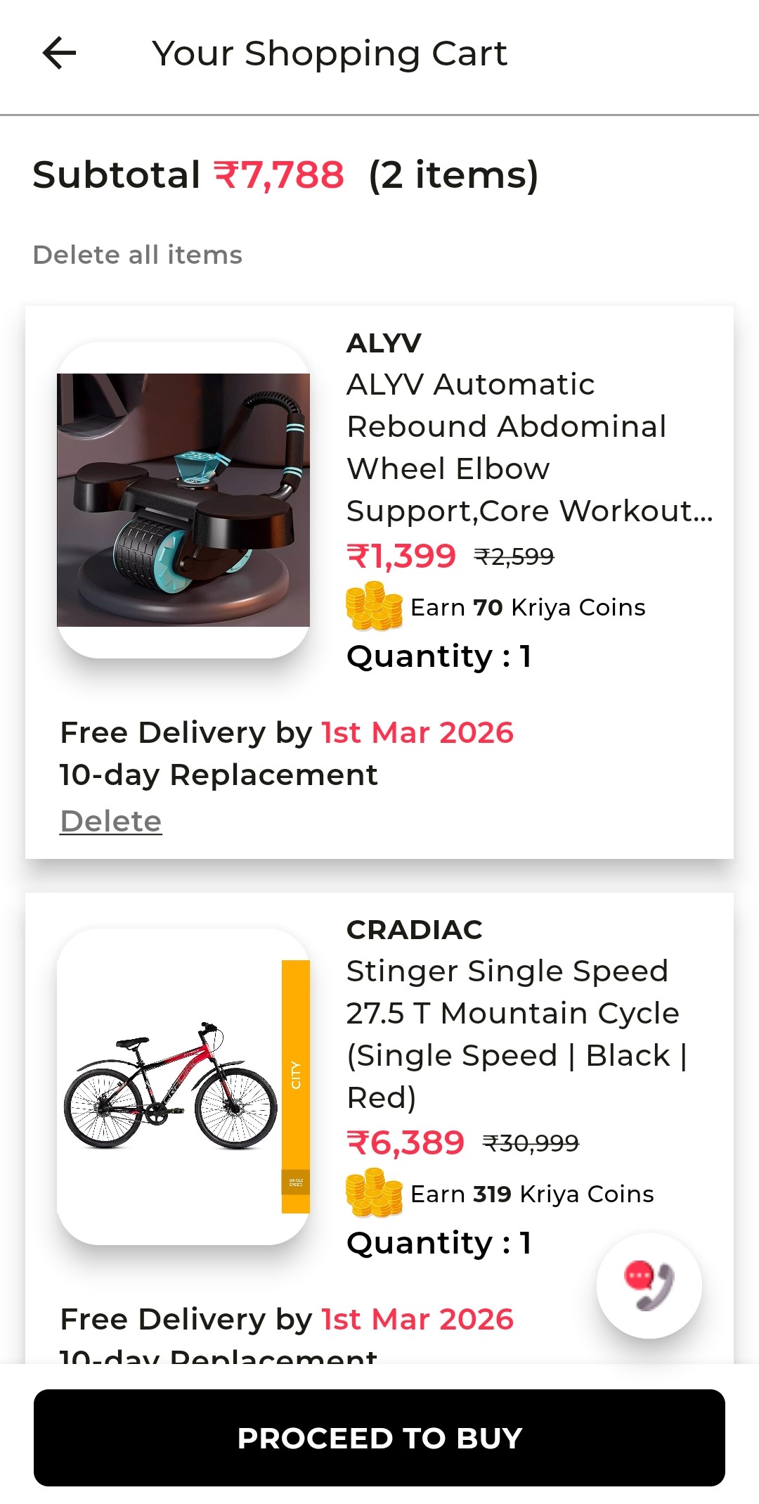 Fitness Commerce & Wellness Platform Cart