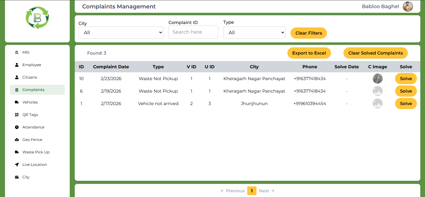 Municipal Waste Management Platform Login